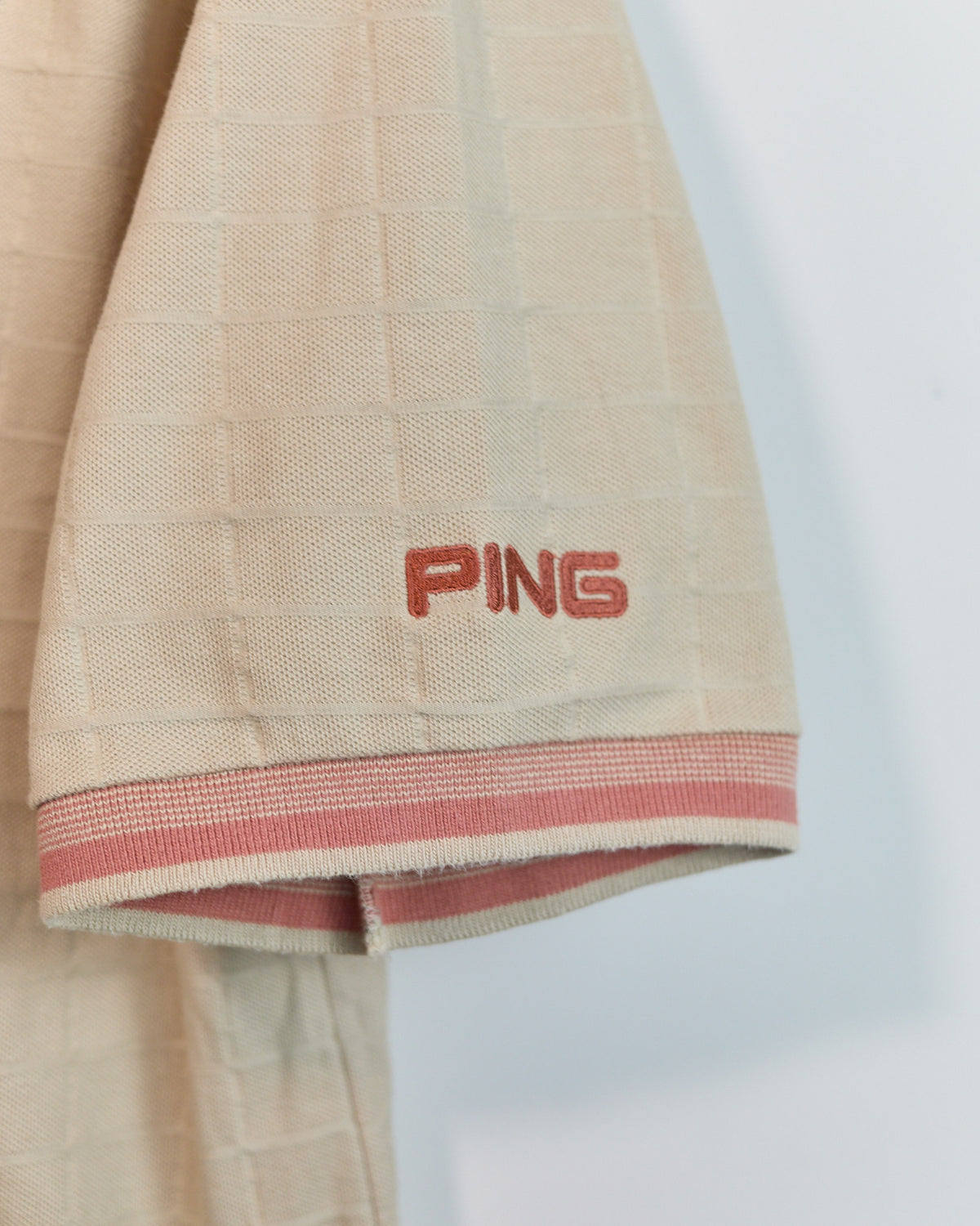 Mid 90s Ping Cream/Salmon Short Sleeve Polo (L)