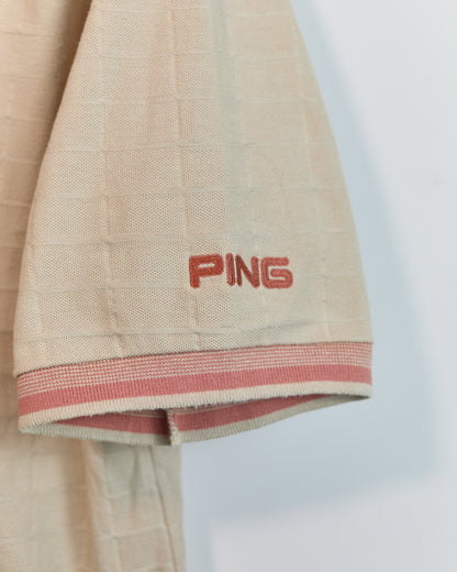 Mid 90s Ping Cream/Salmon Short Sleeve Polo (L)