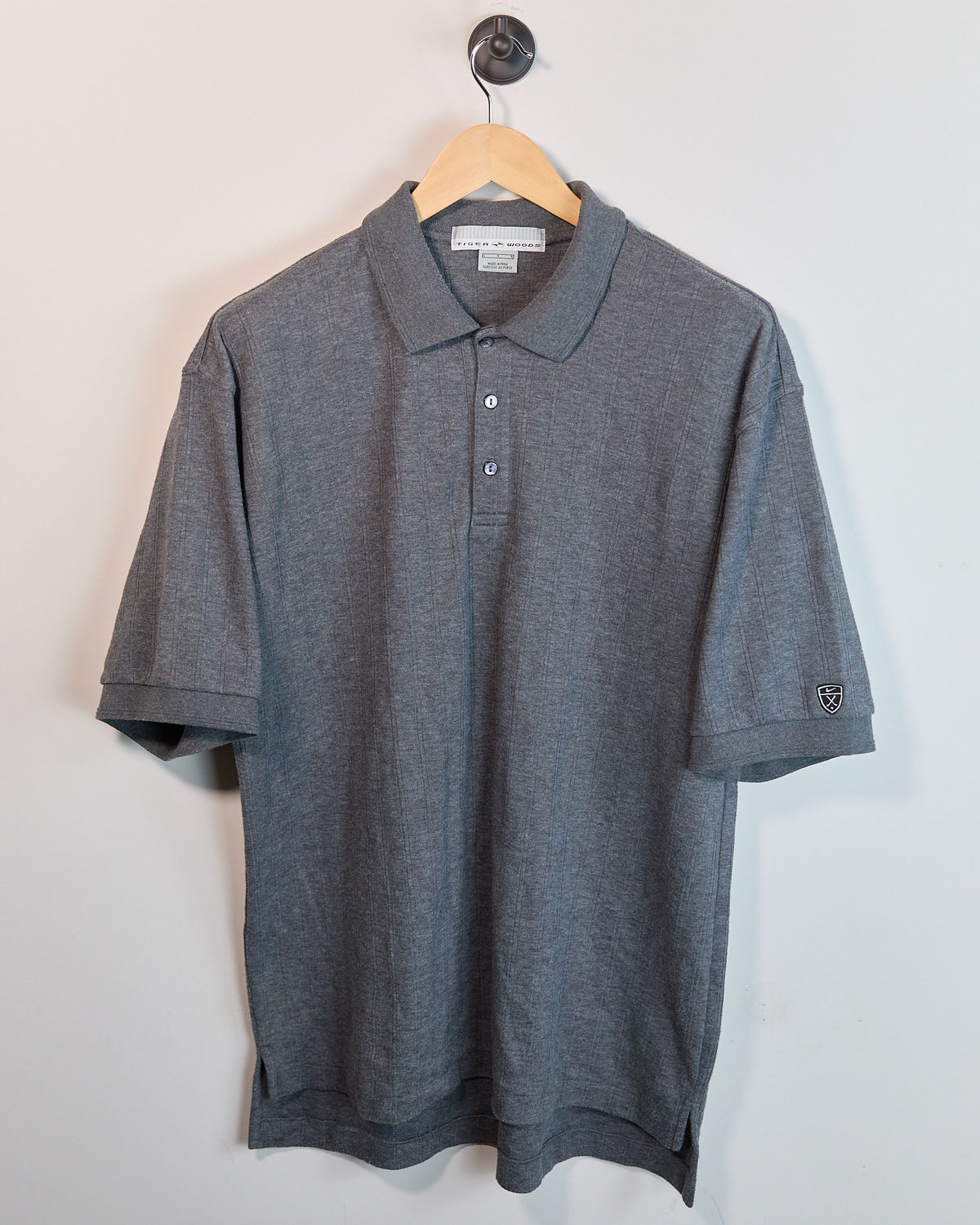 Early 00s Nike Golf Tiger Woods Dark Grey Short Sleeve Polo (L)