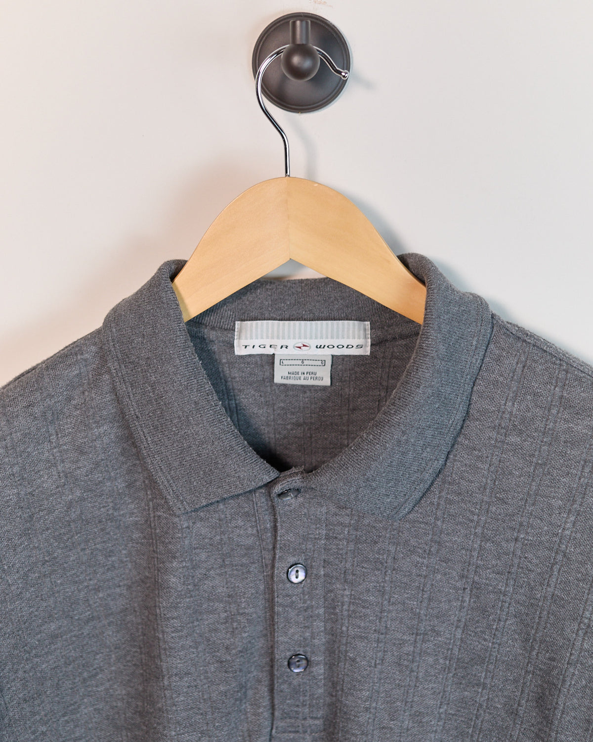 Early 00s Nike Golf Tiger Woods Dark Grey Short Sleeve Polo (L)