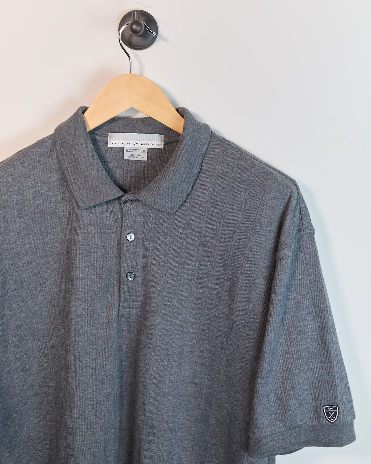 Early 00s Nike Golf Tiger Woods Dark Grey Short Sleeve Polo (L)