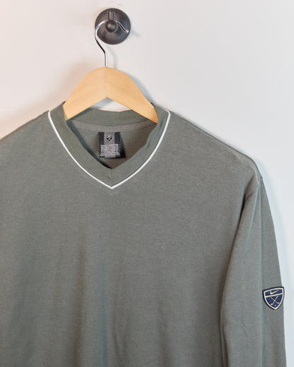 Early 90s Nike Golf Dark Green/Grey Long Sleeve V Neck Jumper (M)