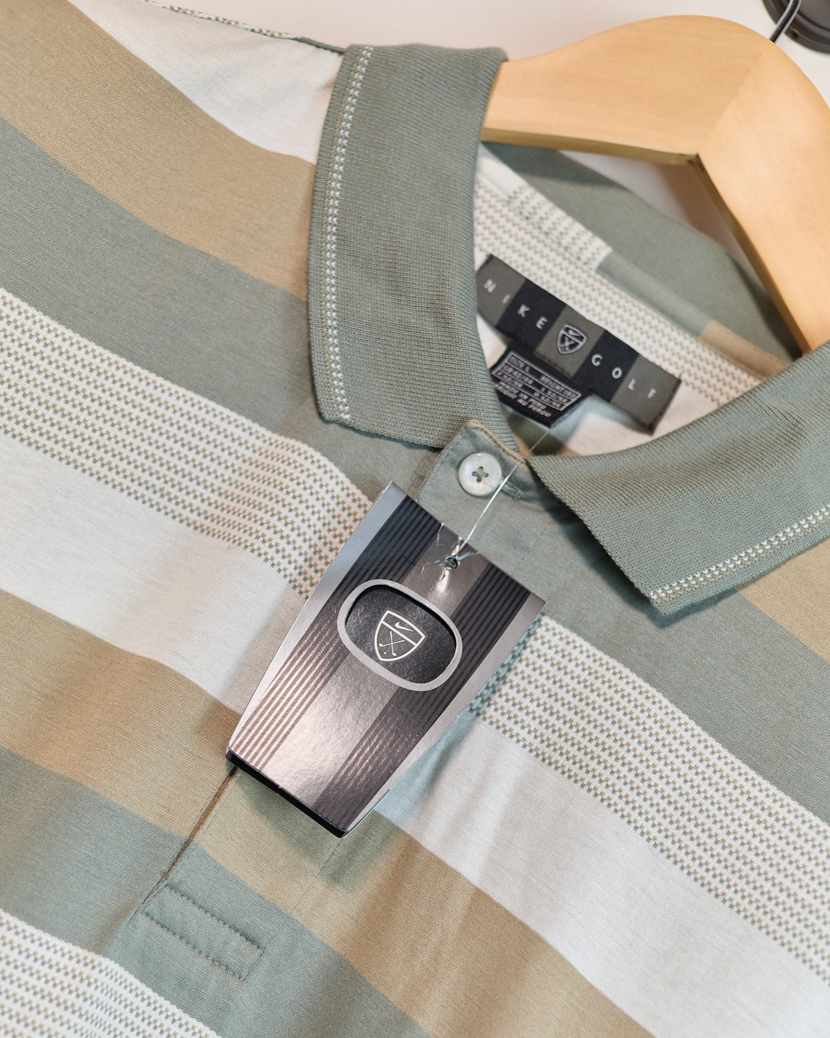 90s Nike Golf Brown/Green Pattern Short Sleeve Polo (L, boxy)
