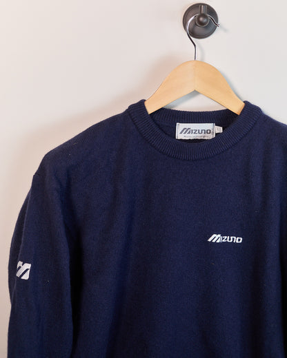 Early 90s Mizuno Golf Navy/White Long Sleeve Crew Neck Jumper (L, smaller)