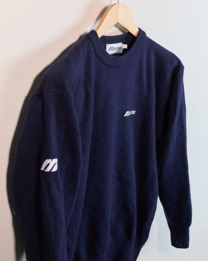 Early 90s Mizuno Golf Navy/White Long Sleeve Crew Neck Jumper (L, smaller)