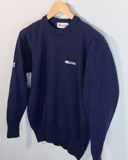 Early 90s Mizuno Golf Navy/White Long Sleeve Crew Neck Jumper (L, smaller)
