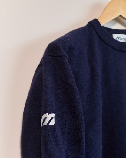Early 90s Mizuno Golf Navy/White Long Sleeve Crew Neck Jumper (L, smaller)