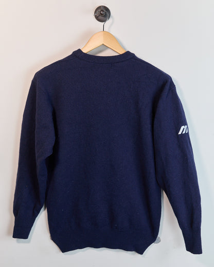 Early 90s Mizuno Golf Navy/White Long Sleeve Crew Neck Jumper (L, smaller)