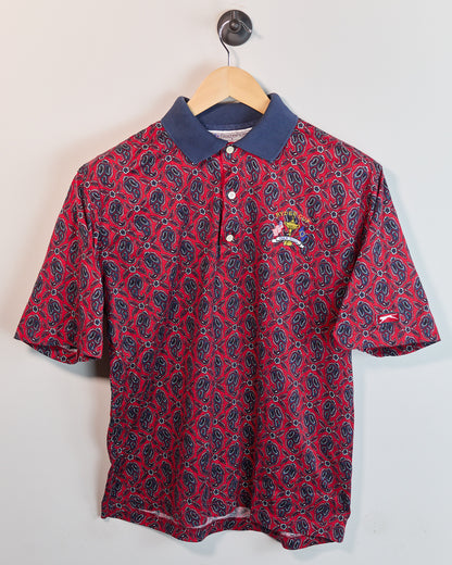 Mid 90s Slazenger Golf Red/Blue Pattern 1995 Ryder Cup Oak Hill Short Sleeve Polo (S, but slightly bigger)