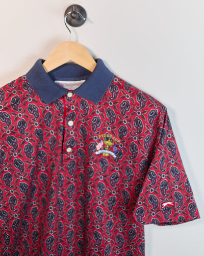 Mid 90s Slazenger Golf Red/Blue Pattern 1995 Ryder Cup Oak Hill Short Sleeve Polo (S, but slightly bigger)