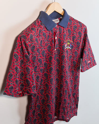 Mid 90s Slazenger Golf Red/Blue Pattern 1995 Ryder Cup Oak Hill Short Sleeve Polo (S, but slightly bigger)