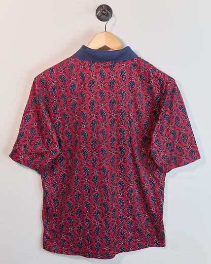 Mid 90s Slazenger Golf Red/Blue Pattern 1995 Ryder Cup Oak Hill Short Sleeve Polo (S, but slightly bigger)