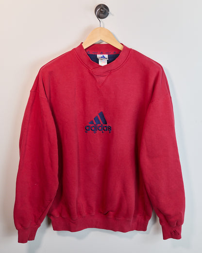 90s Adidas Golf Red/Blue Long Sleeve Crew Neck Jumper (XL, slightly smaller)