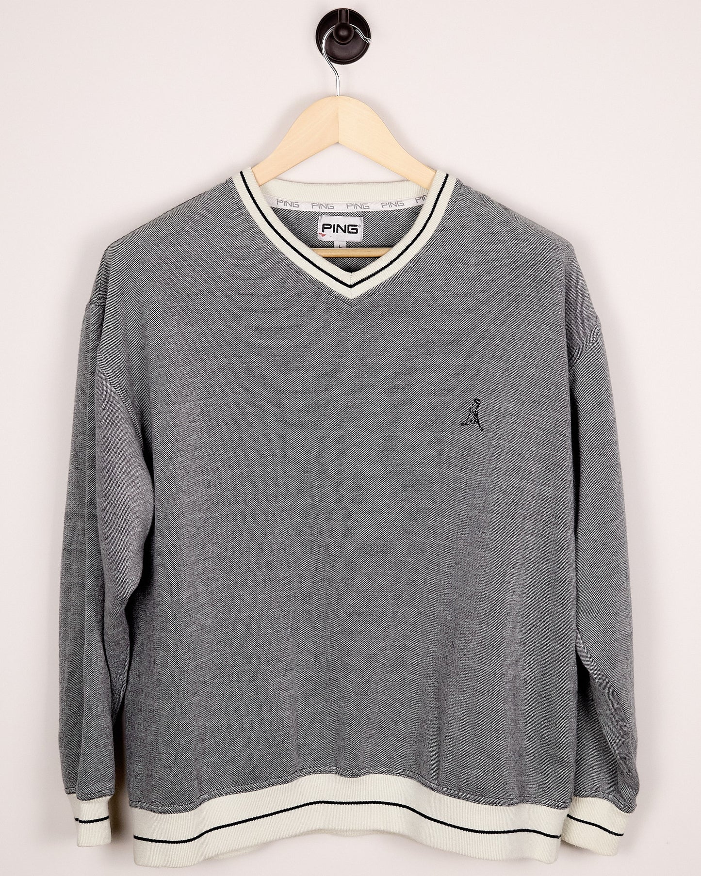 90s Ping Golf Grey/White Knitwear (L)
