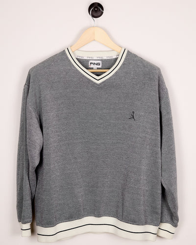 90s Ping Golf Grey/White Knitwear (L)