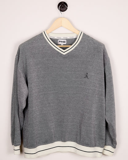 90s Ping Golf Grey/White Knitwear (L)