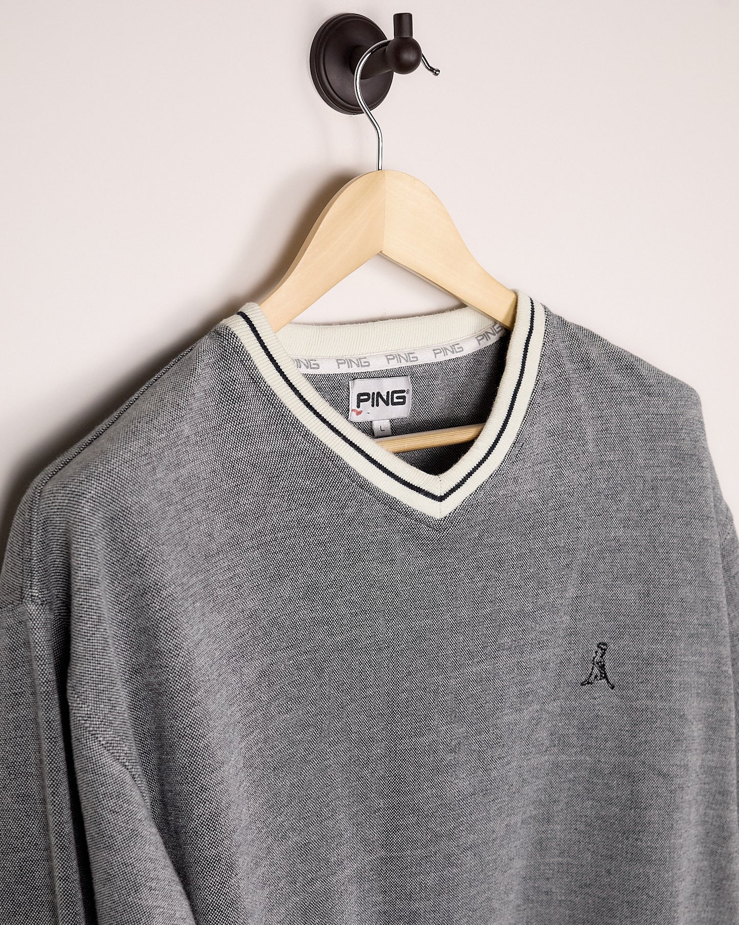 90s Ping Golf Grey/White Knitwear (L)