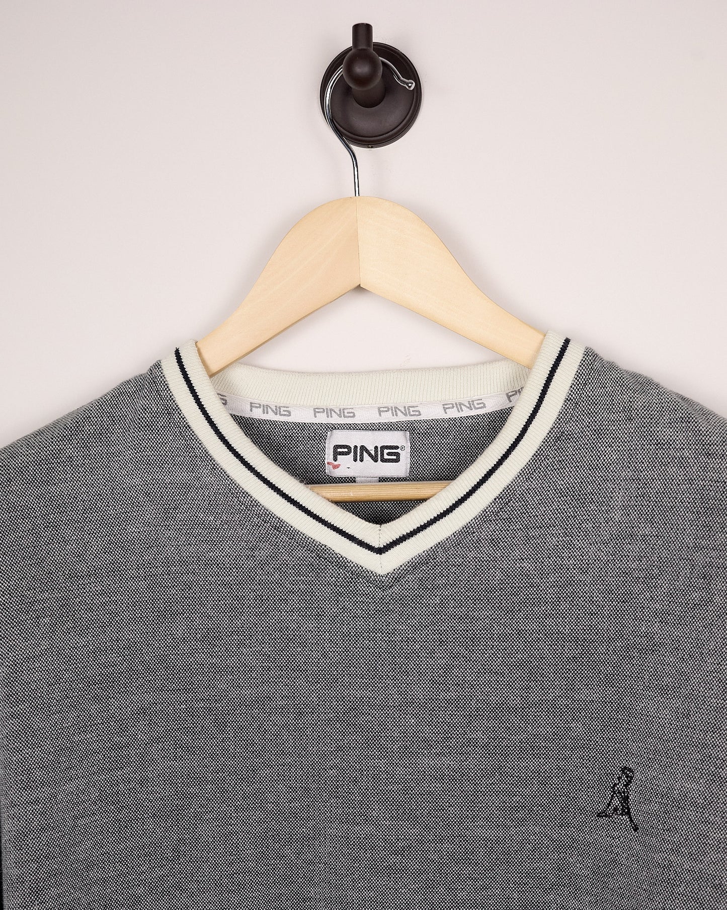 90s Ping Golf Grey/White Knitwear (L)