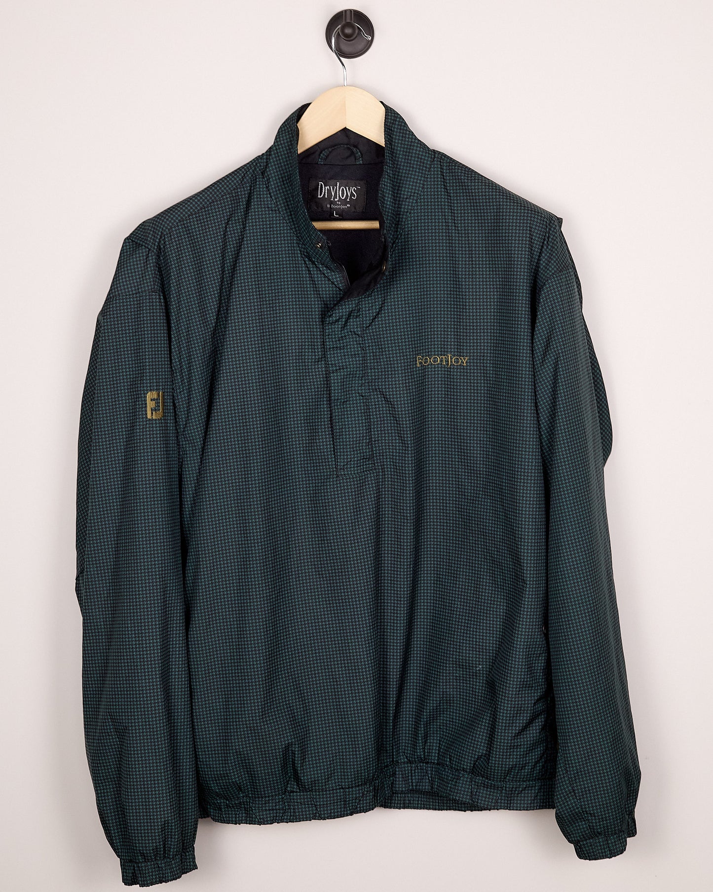 90s FootJoy Green Houndstooth/Black Windbreaker (L)