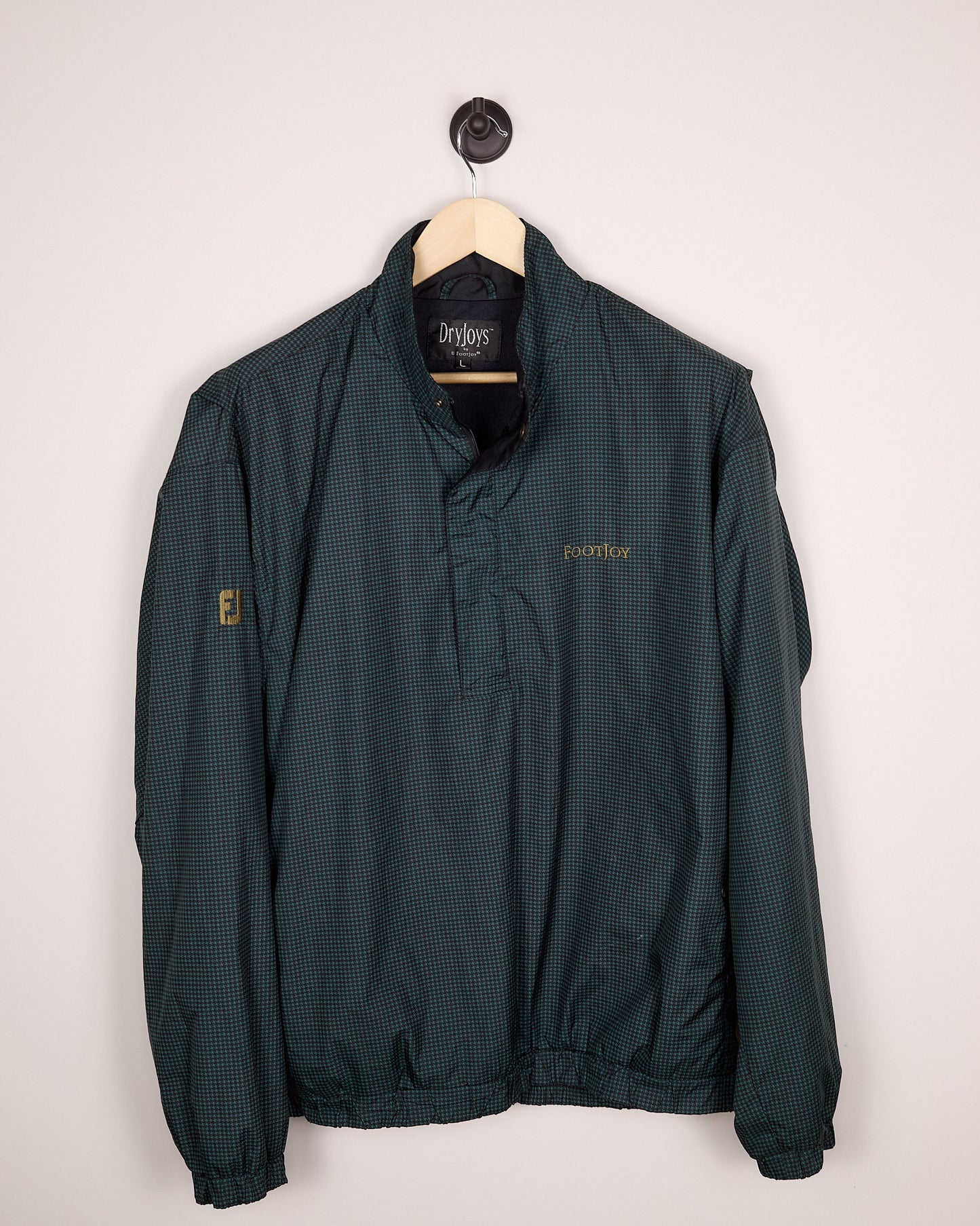 90s FootJoy Green Houndstooth/Black Windbreaker (L)
