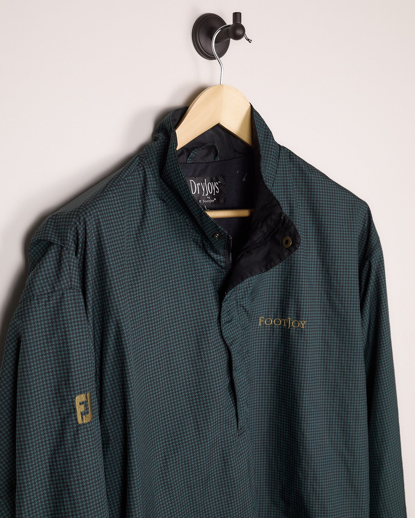 90s FootJoy Green Houndstooth/Black Windbreaker (L)