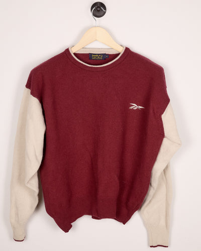 90s Reebok Burgundy/Cream Knitwear (XL)