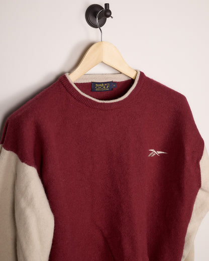 90s Reebok Burgundy/Cream Knitwear (XL)