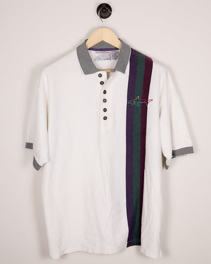 90s Greg Norman Collection White/Purple Polo (XL/L)