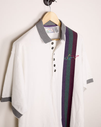 90s Greg Norman Collection White/Purple Polo (XL/L)