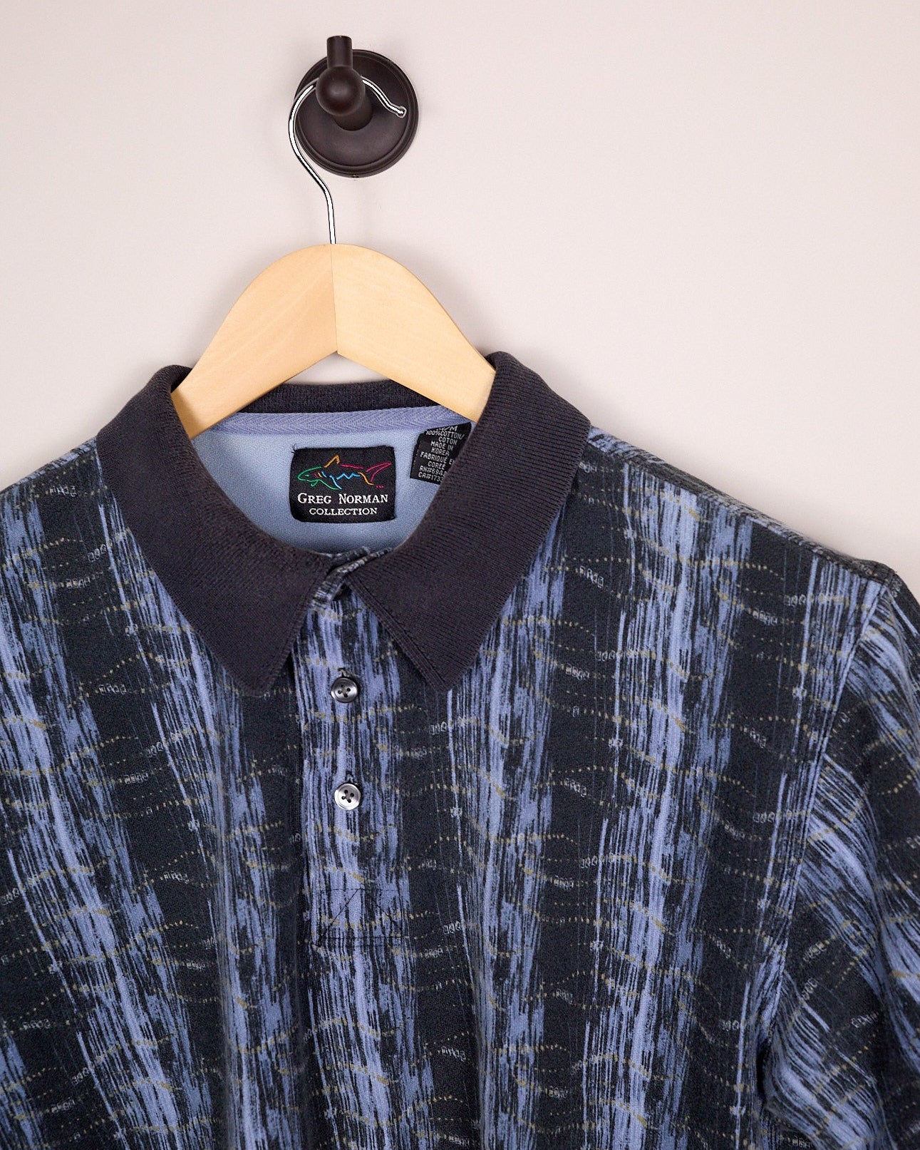Early 90s Greg Norman Collection Dark Blue/Light Blue Polo (M)