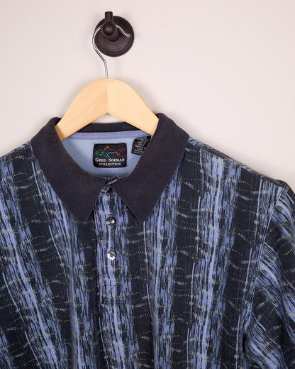 Early 90s Greg Norman Collection Dark Blue/Light Blue Polo (M)