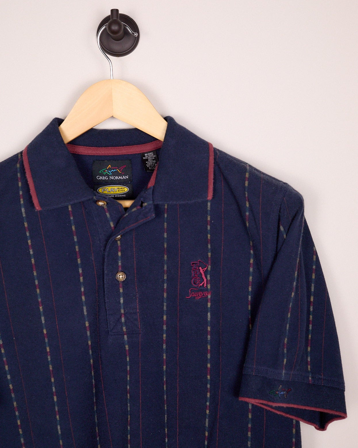 Early 90s Greg Norman Collection, TPC Sawgrass Blue/Red Polo (M)