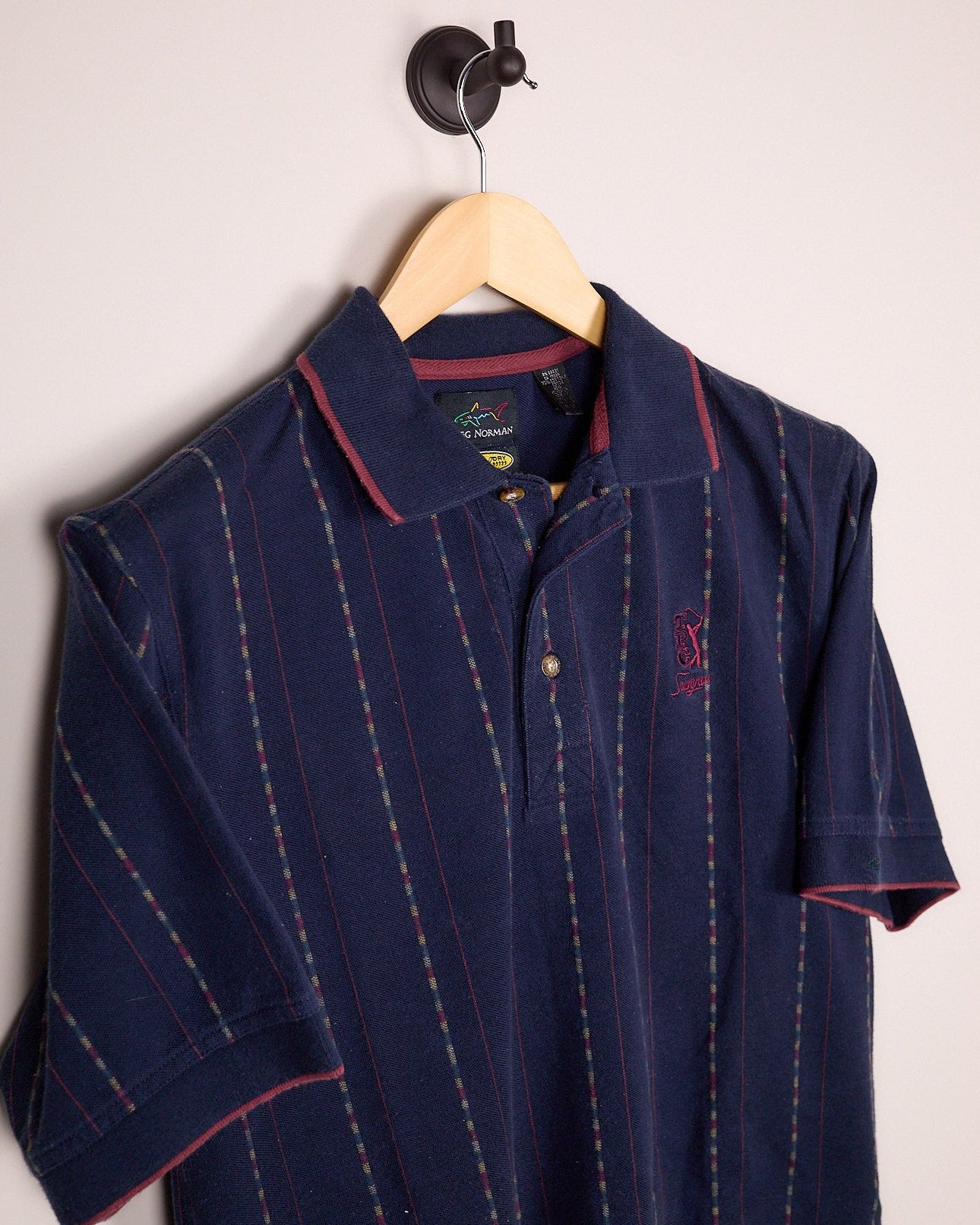 Early 90s Greg Norman Collection, TPC Sawgrass Blue/Red Polo (M)