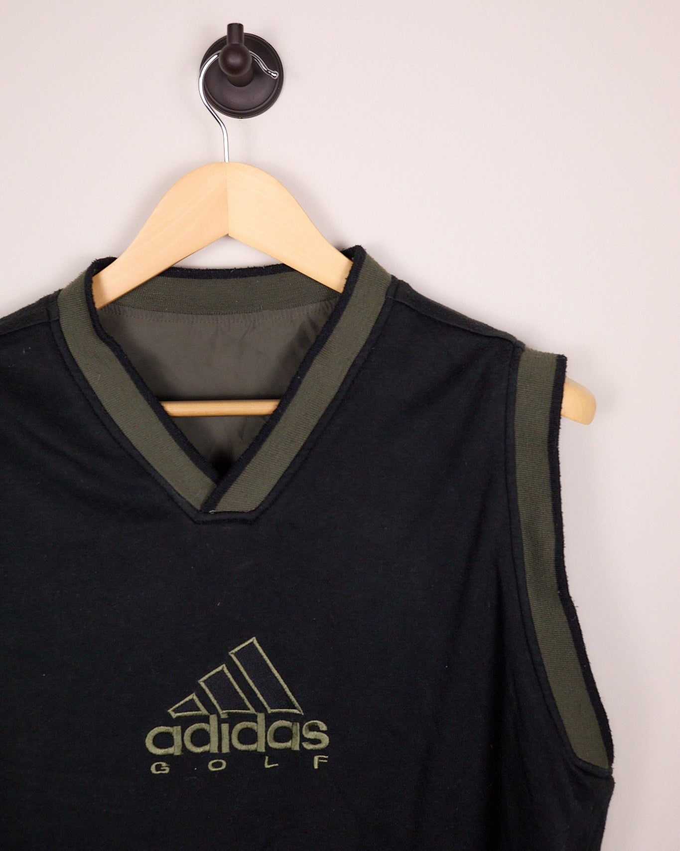 early 90s Adidas Golf Green Reversible/Black Gilet (L)