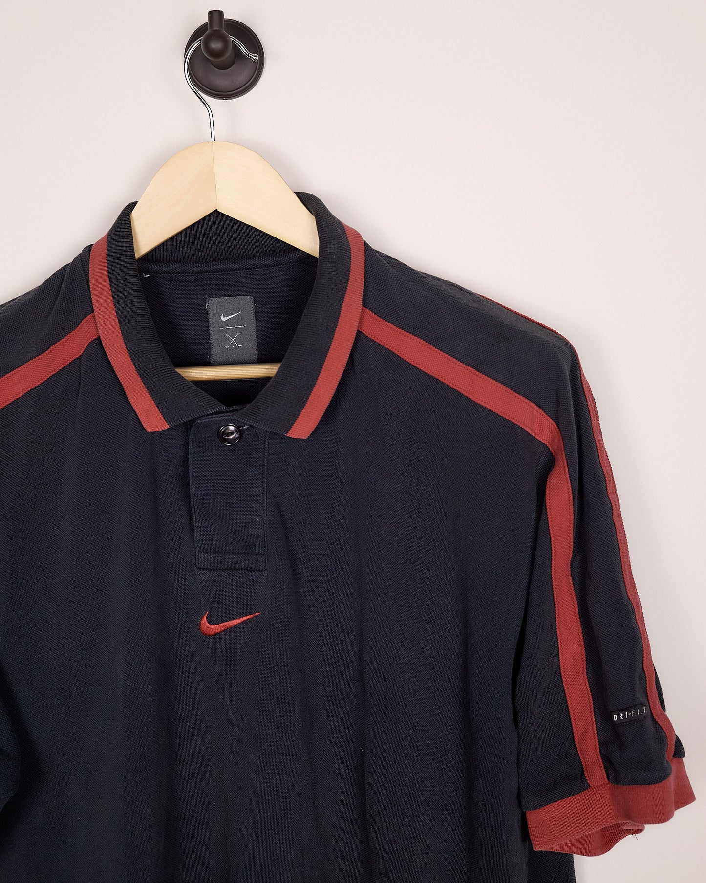 90s Nike Golf Tiger Woods Yin Yang Red/Black Polo (L)