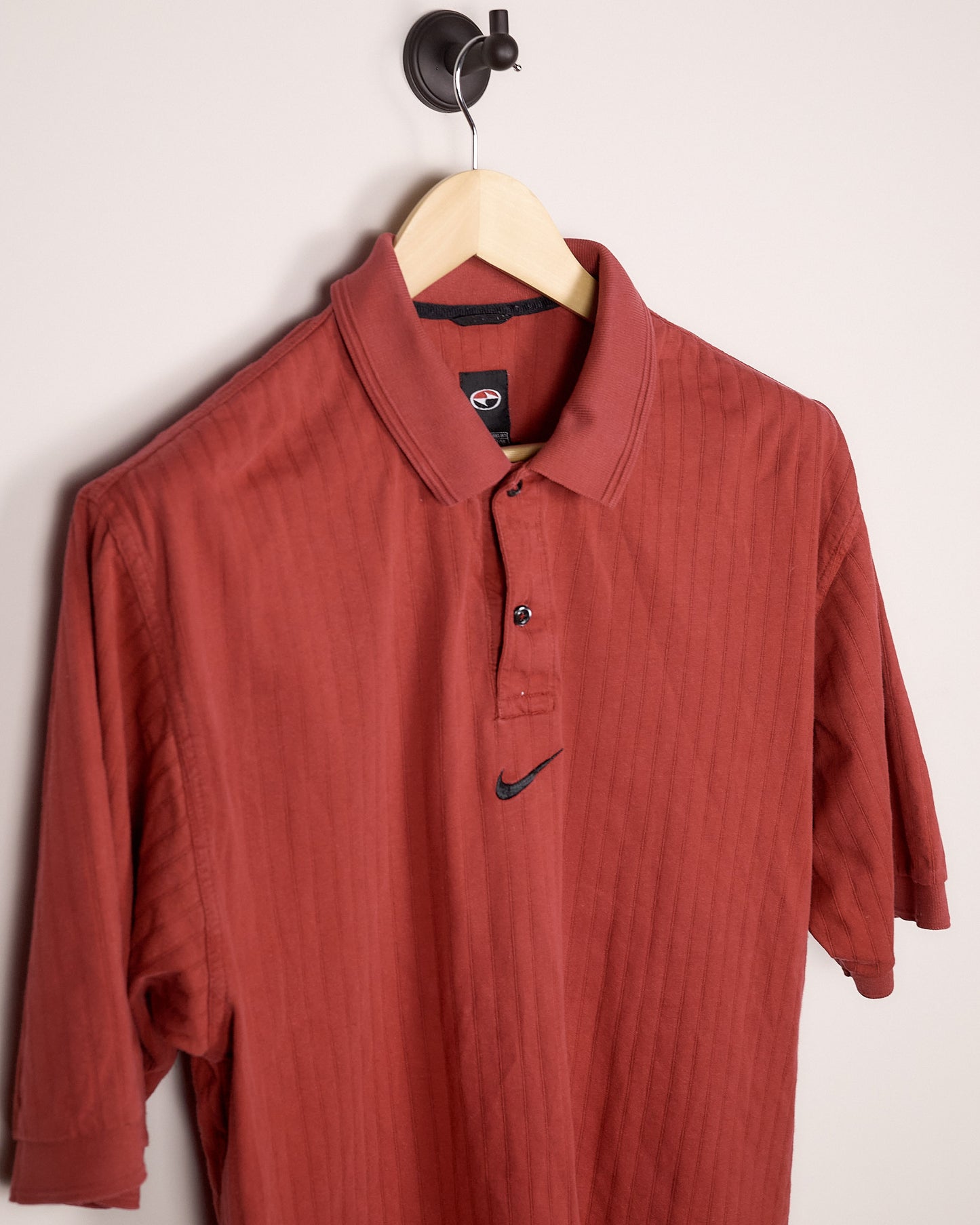 90s Nike Golf Tiger Woods Yin Yang Black/Red Polo (L)