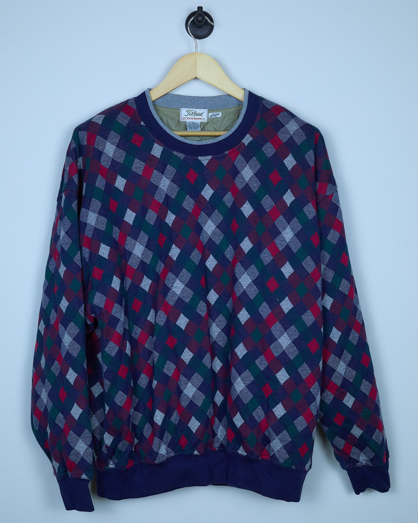 Early 90s Titleist x Corbin Blue Red Checkered Pattern/Red Windbreaker Jumper (
