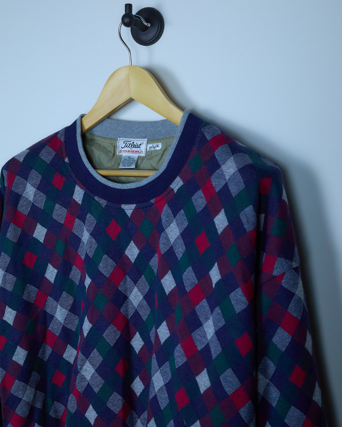 Early 90s Titleist x Corbin Blue Red Checkered Pattern/Red Windbreaker Jumper (