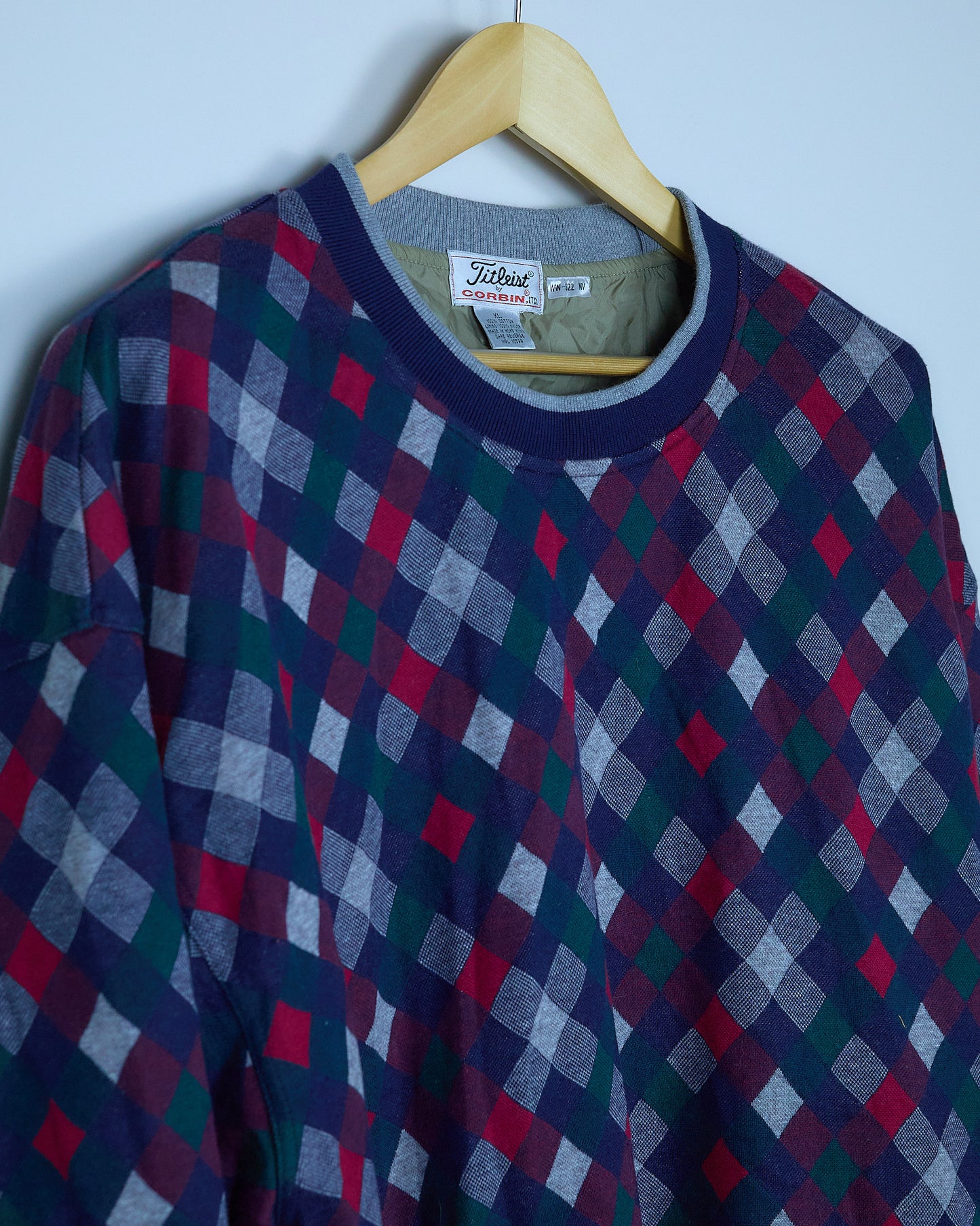 Early 90s Titleist x Corbin Blue Red Checkered Pattern/Red Windbreaker Jumper (