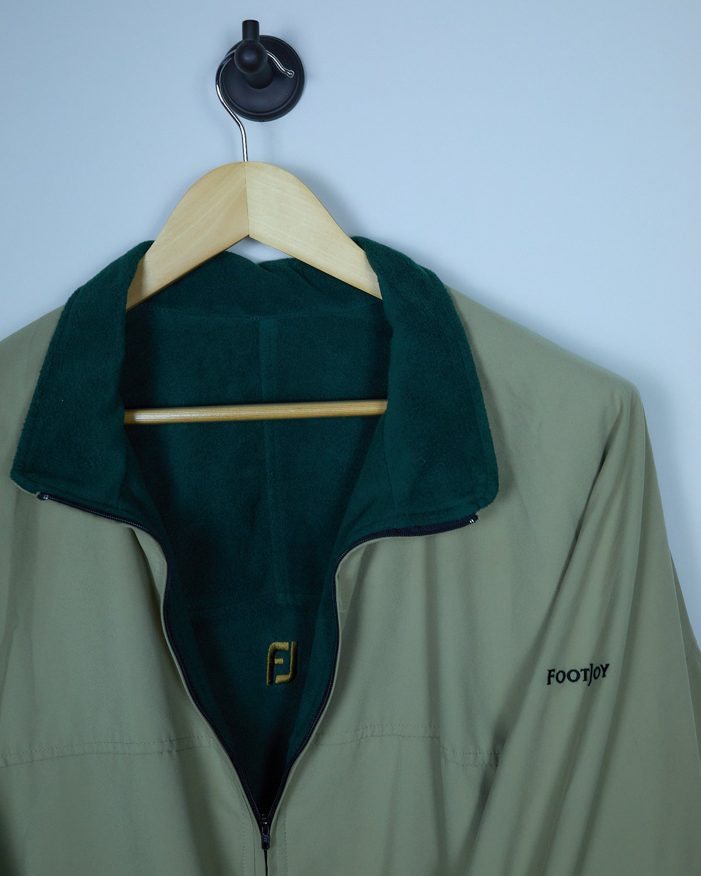 Early 90s FootJoy Beige/Green Reversible Quarter Zip Jacket (XL)