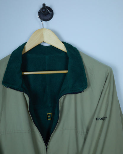 Early 90s FootJoy Beige/Green Reversible Quarter Zip Jacket (XL)