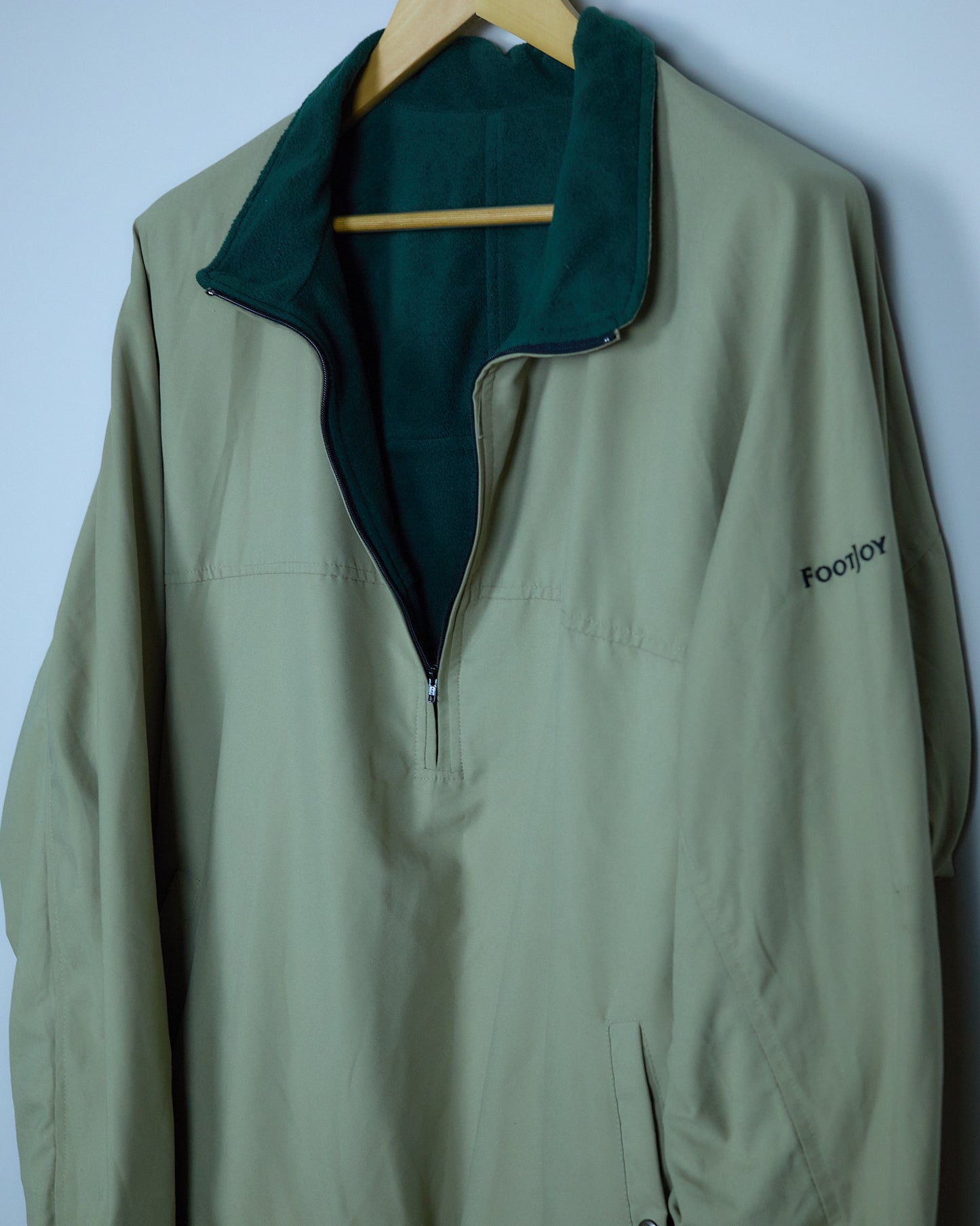 Early 90s FootJoy Beige/Green Reversible Quarter Zip Jacket (XL)