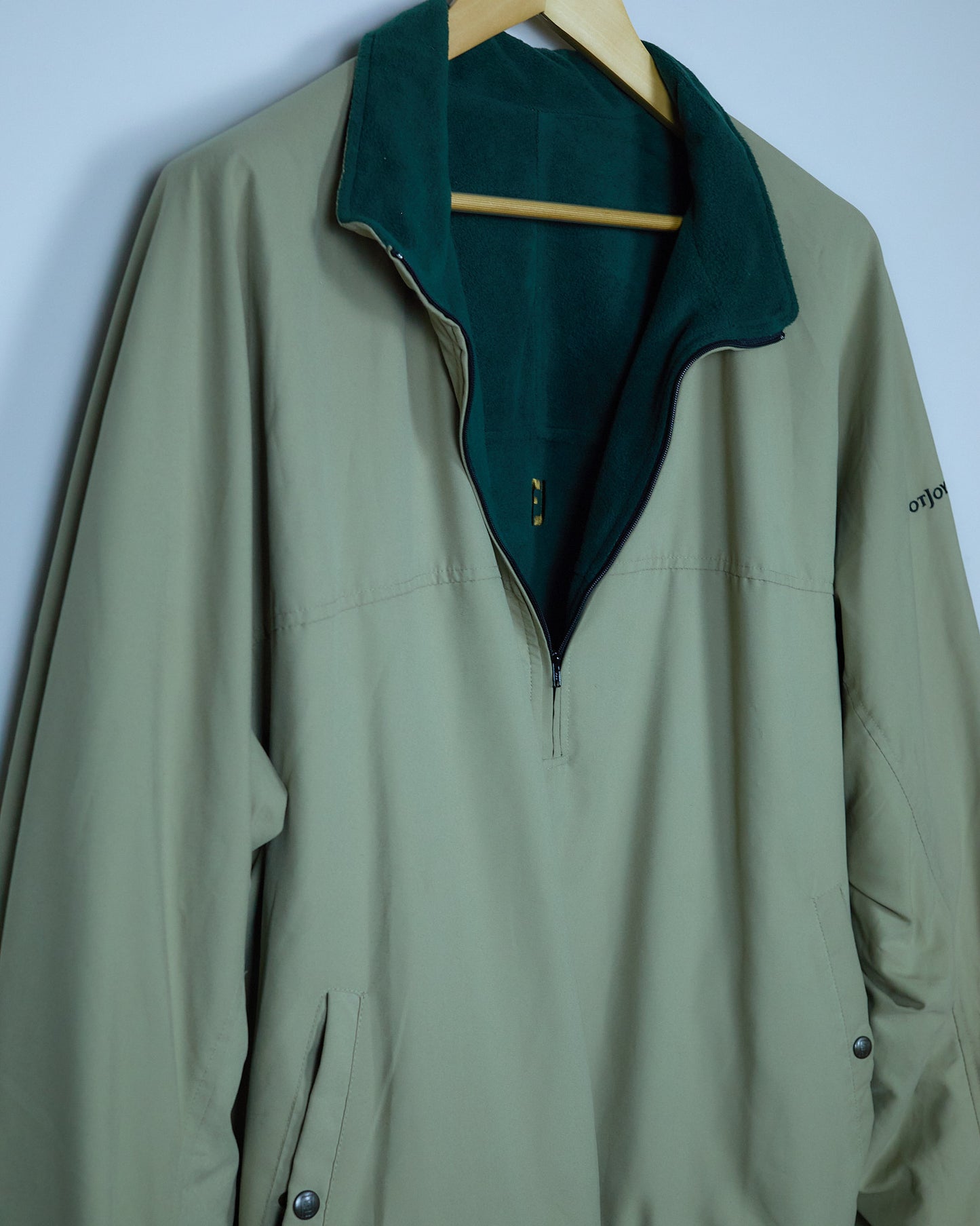 Early 90s FootJoy Beige/Green Reversible Quarter Zip Jacket (XL)