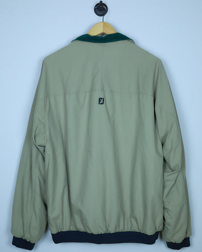Early 90s FootJoy Beige/Green Reversible Quarter Zip Jacket (XL)