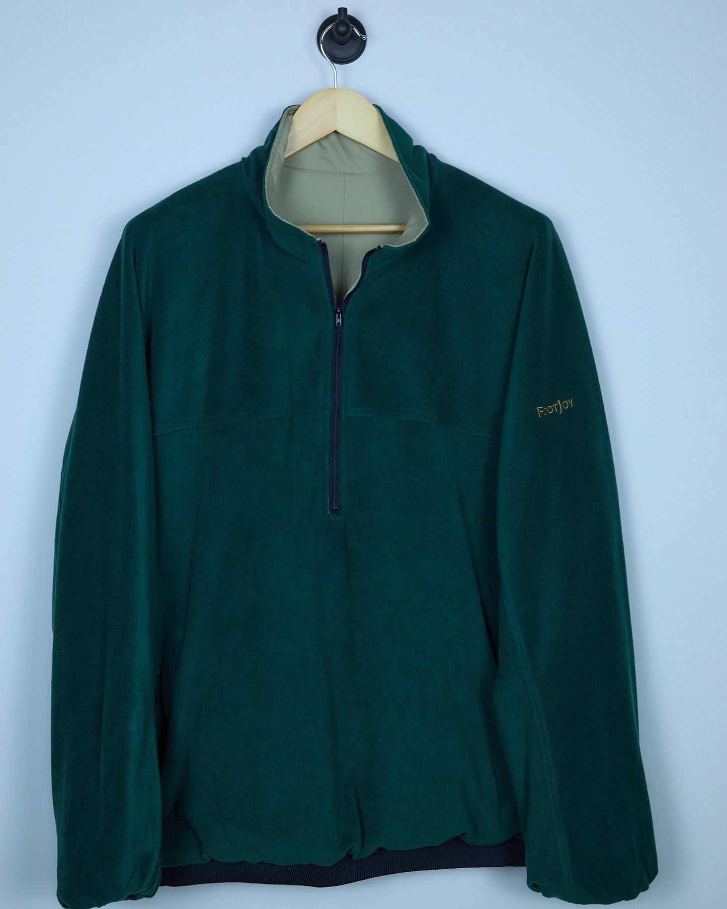 Early 90s FootJoy Beige/Green Reversible Quarter Zip Jacket (XL)