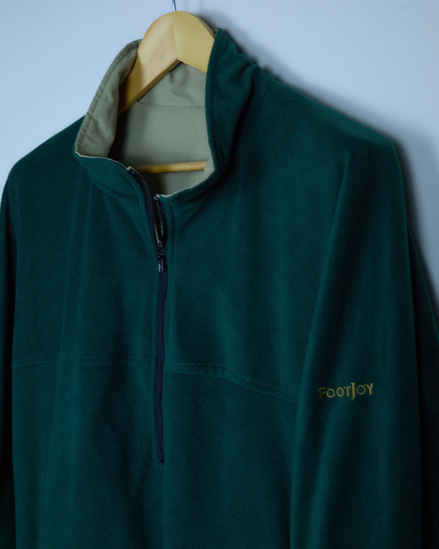 Early 90s FootJoy Beige/Green Reversible Quarter Zip Jacket (XL)