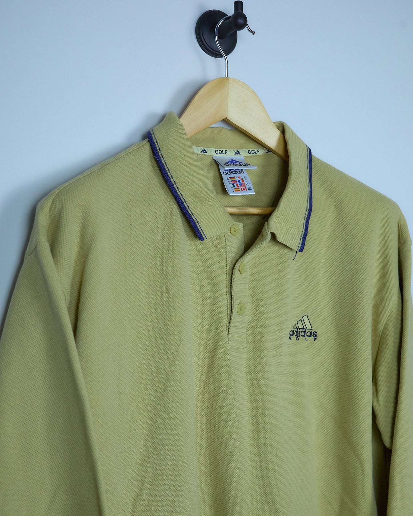 Mid 90s Adidas Golf Yellow/Blue Jumper Polo (L)