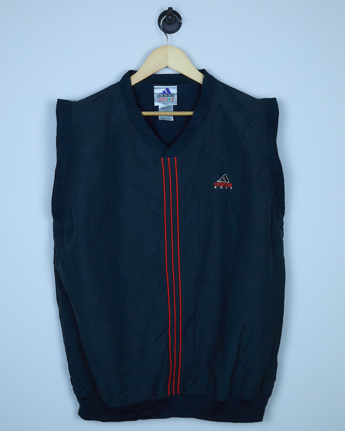 Mid 90s Adidas Golf Black/Red V Neck Gilet (XL)