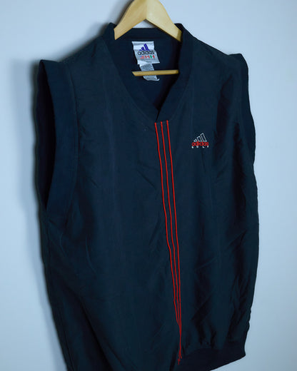 Mid 90s Adidas Golf Black/Red V Neck Gilet (XL)
