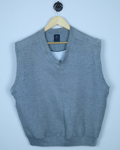 Early 90s Nike Golf Grey Striped V Neck Vest Gilet (L/M)